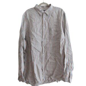 MARTIN GORDON 100% Linen Striped Casual Shirt in Light Blue - Men's Size XL